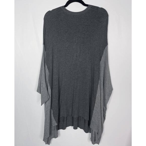 Eileen Fisher XLarge XL Two Tone Gray Colorblock Tunic Sweater VNeck Stretch - Picture 2 of 10